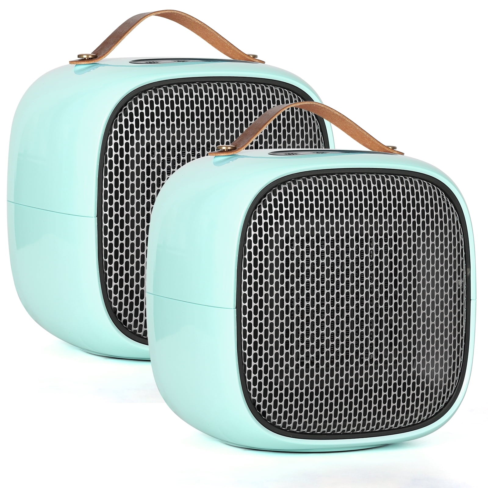 2-Set Ceramic Eletric Space Heater with Thermostat, Sky Blue