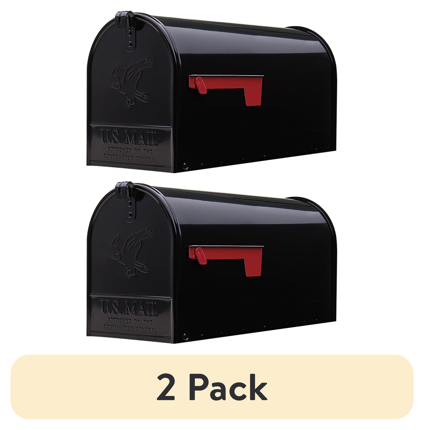 (2 pack) Architectural Mailboxes Elite Galvanized Steel, Large, Post-Mount Mailbox in Black