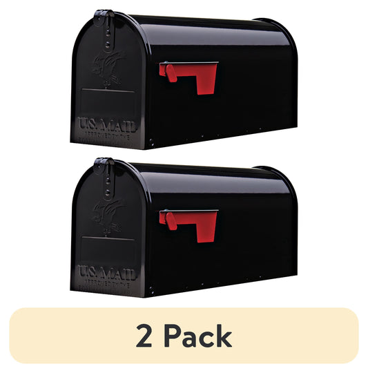(2 pack) Architectural Mailboxes Elite Galvanized Steel, Medium, Post-Mount Mailbox in Black