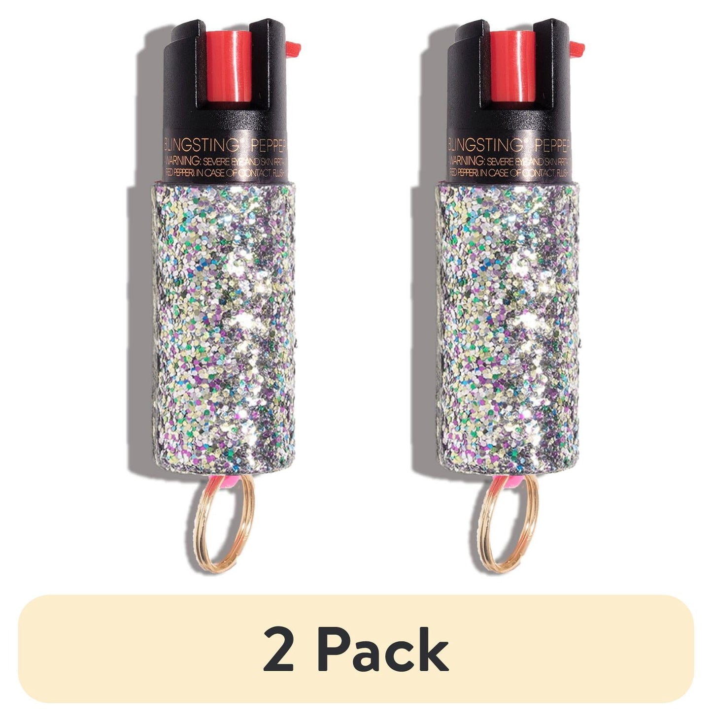 (2 pack) BLINGSTING Essentials Maximum Strength Pepper Spray with Key Ring,  Confetti, .5 Ounces