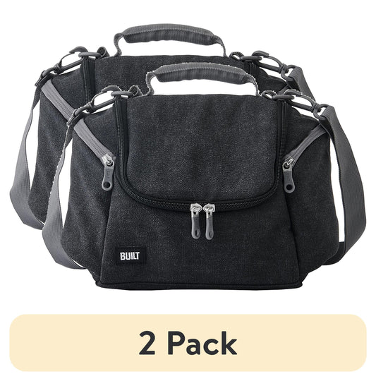 (2 pack) BUILT Oxford All Day Adult Reusable Lunch Bag Black