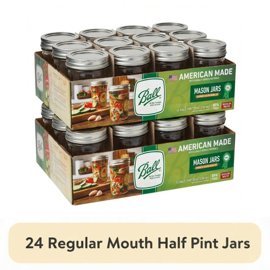 Ball 8 oz Mason Jars, Regular Mouth Half Pint Canning Jars with Lids and Rings, 12-Pack Small Glass Jars for Home Canning and Preserving