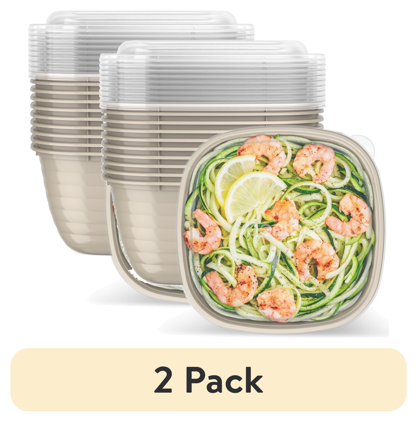 (2 pack) Bentgo Prep - 1-Compartment Bowls with Custom Fit Lids - Reusable, Microwaveable, Durable, & BPA-Free, Freezer and Dishwasher Safe Meal Prep Food Storage - 10 Bowls & 10 Lids (Champagne)