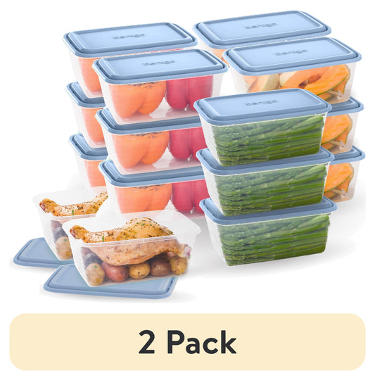 (2 pack) Bentgo Prep 8 Cup Meal Prep Containers with Lids, PFAS & BPA Free Materials, Durable, Microwave, Freezer, & Dishwasher Safe To Go Food Storage Container 10 Pack - Blue Coast