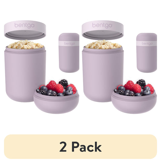(4 pack) Bentgo Snack Cup - Reusable Snack Container with Leak-Proof Design, Toppings Compartment, and Dual-Sealing Lid, Portable & Lightweight for Work, Travel, Gym - Dishwasher Safe (Orchid)
