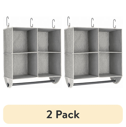(2 pack) Better Homes & Gardens Gray Hanging Closet Organizer 4-Shelf with Rack