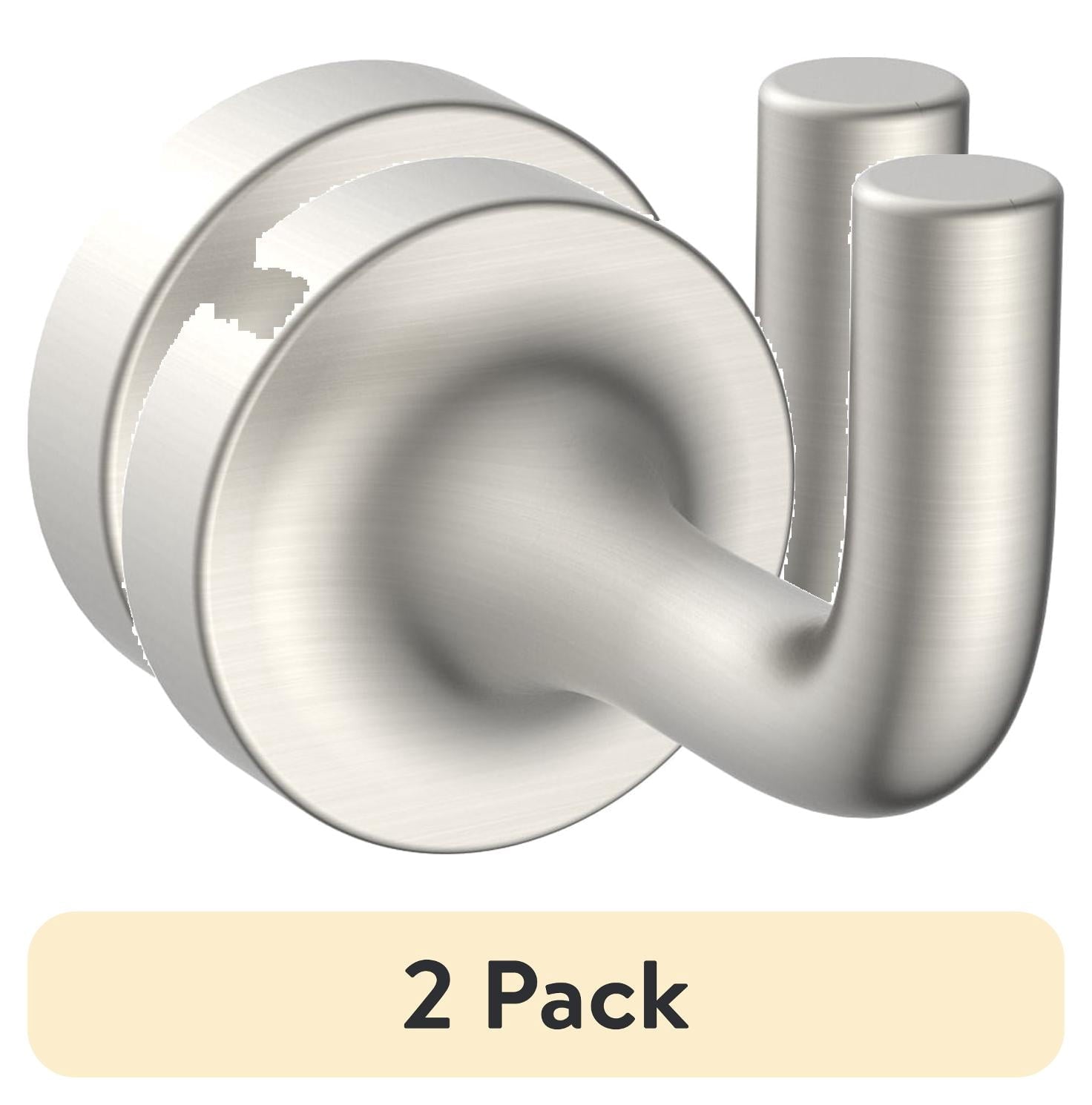(2 pack) Better Homes & Gardens Clean Modern Style Wall Mount Robe Hook in Satin Nickel