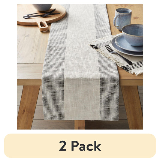 Better Homes & Gardens Jett Stripe Cotton Woven Table Runner - Black and White - 14" x 90"