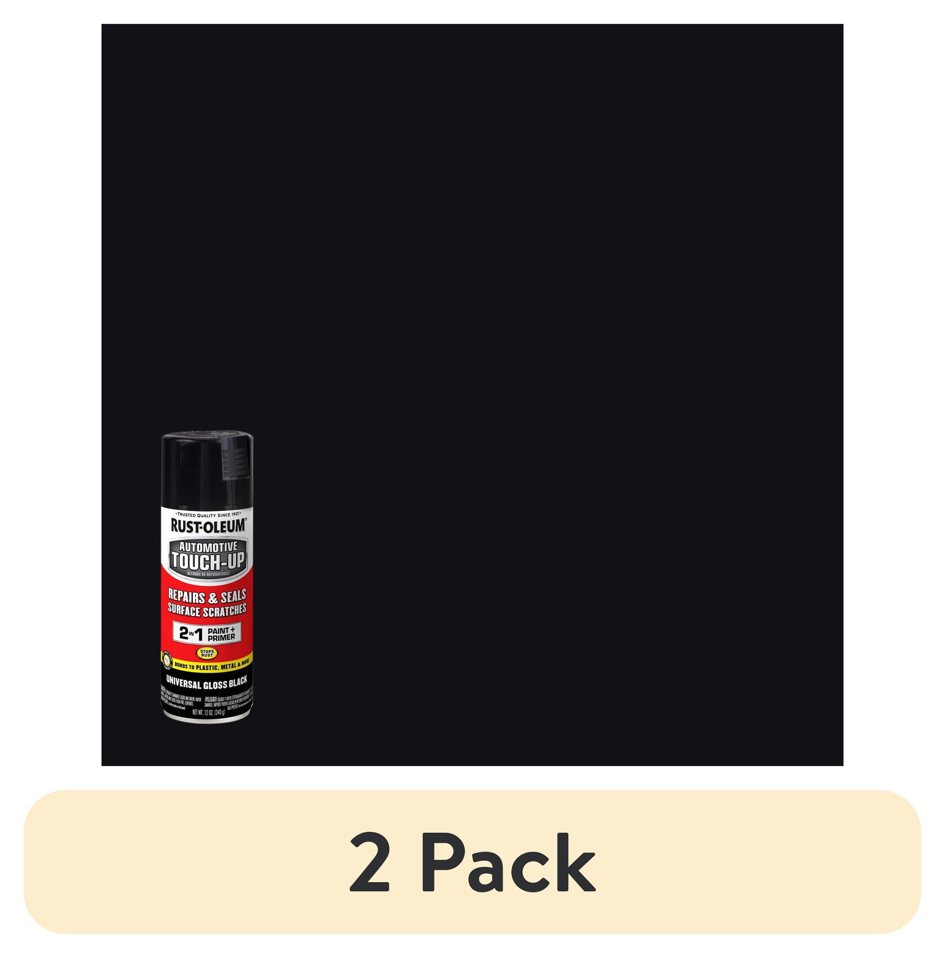(2 pack) Negro, Rust-Oleum Pintura y Primer Automotriz Brillante para Retoque en un Solo Aerosol-292320, 11 oz