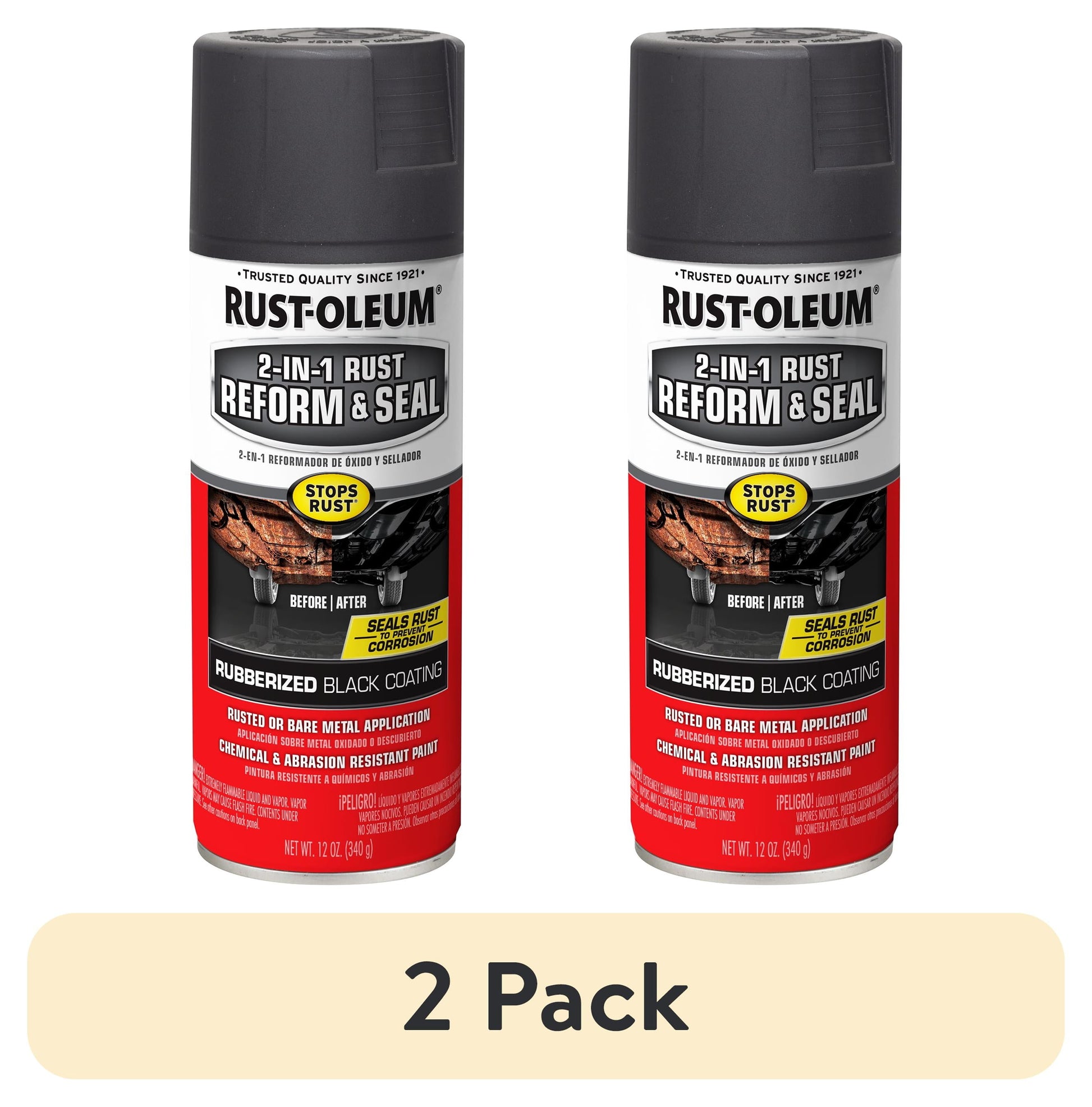 Black, Rust-Oleum Stops Rust 2 In 1 Rust Reform and Seal Spray-344713, 12 Oz