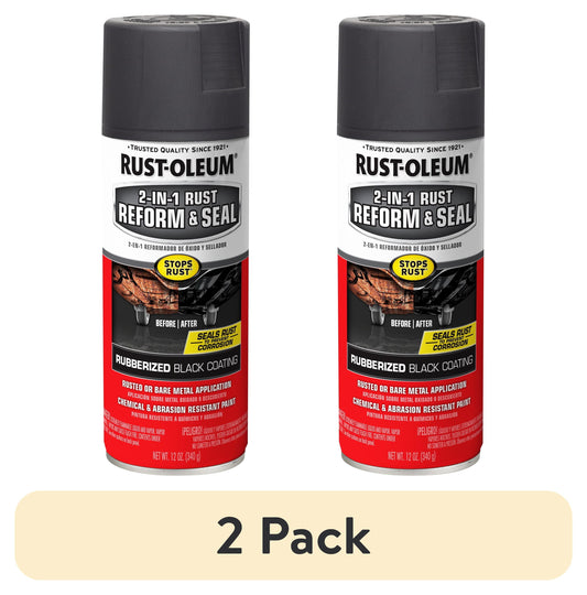 Black, Rust-Oleum Stops Rust 2 In 1 Rust Reform and Seal Spray-344713, 12 Oz
