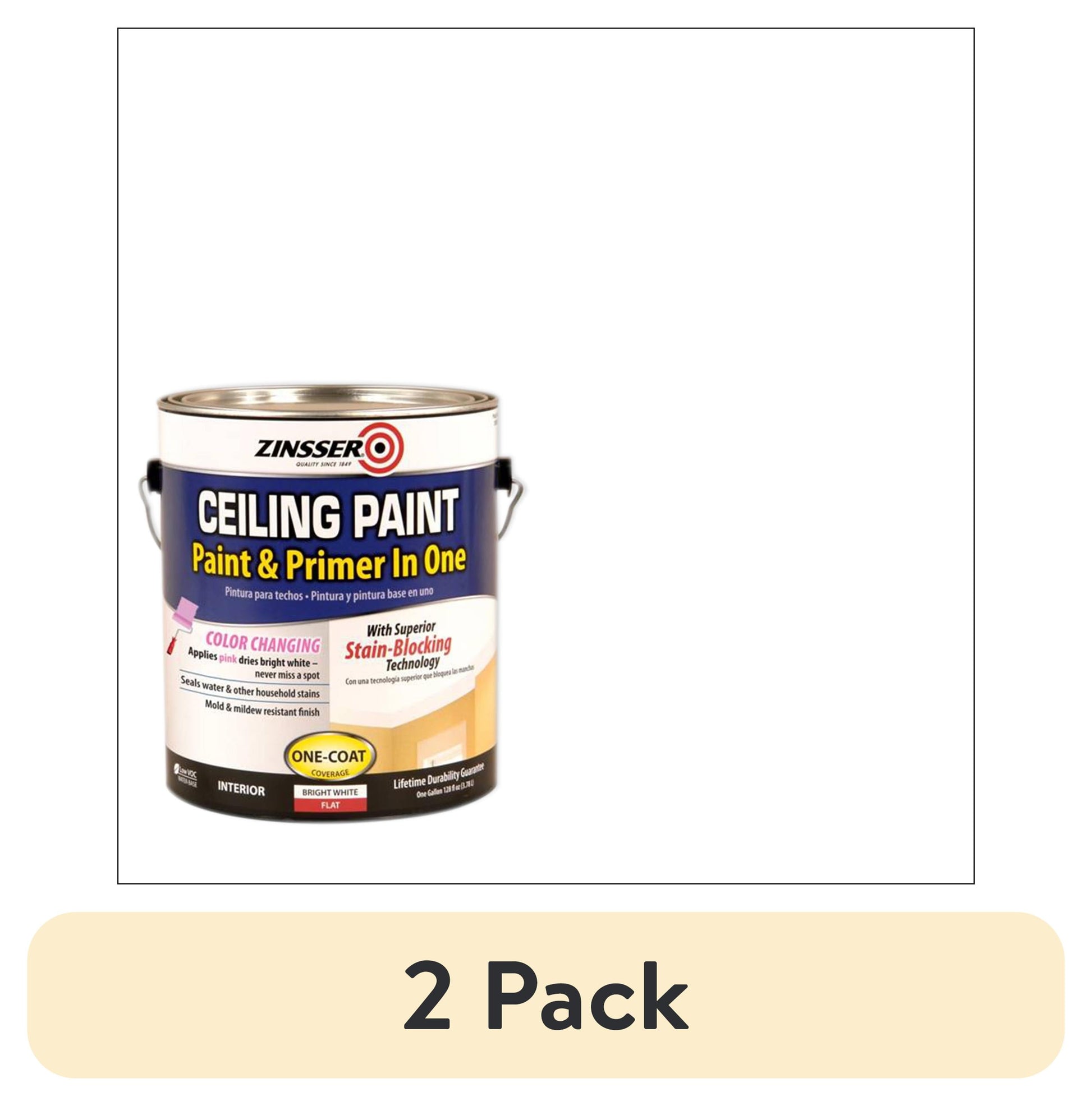 (2 pack) Bright White, Zinsser Ceiling Paint & Primer in One- 260967, Gallon