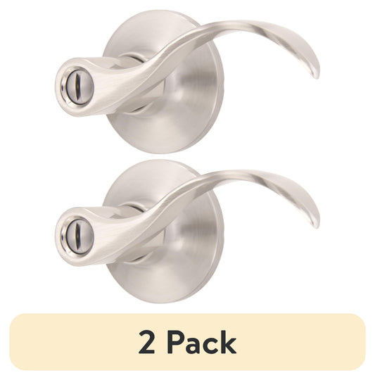(2 pack) Brinks Interior Locking/ Privacy Modern Wave Style Lever Doorknob, Satin Nickel Finish