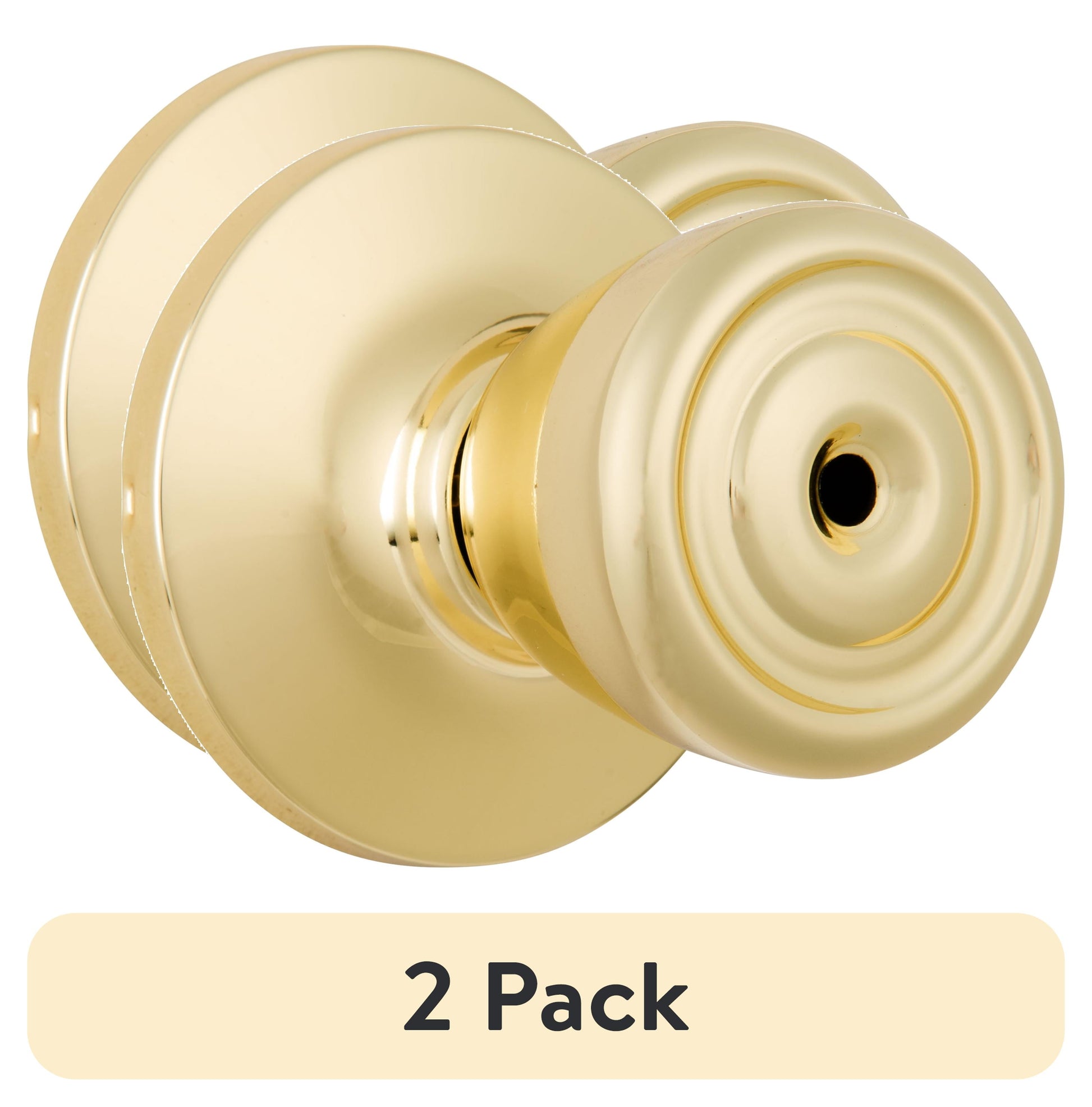 (2 pack) Brinks Interior Locking Privacy Tulip Style Doorknob, Polished Brass Finish