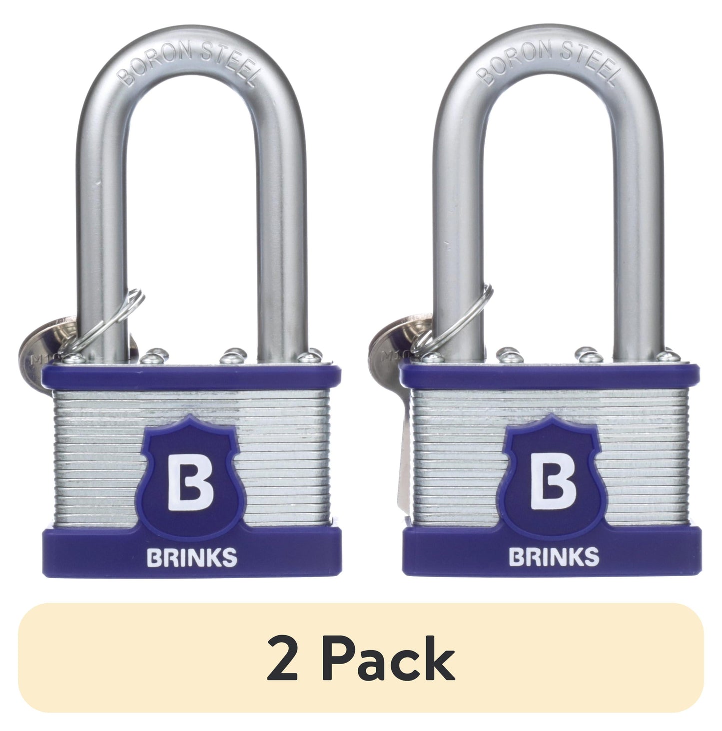 (2 pack) Brinks Laminated Steel 50mm Keyed Padlock with 2 7/16in Shackle, 2 pack