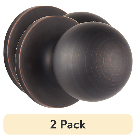 (2 pack) Brinks Passage Hall/Closet Classic Ball Style Doorknob, Tuscan Bronze Finish