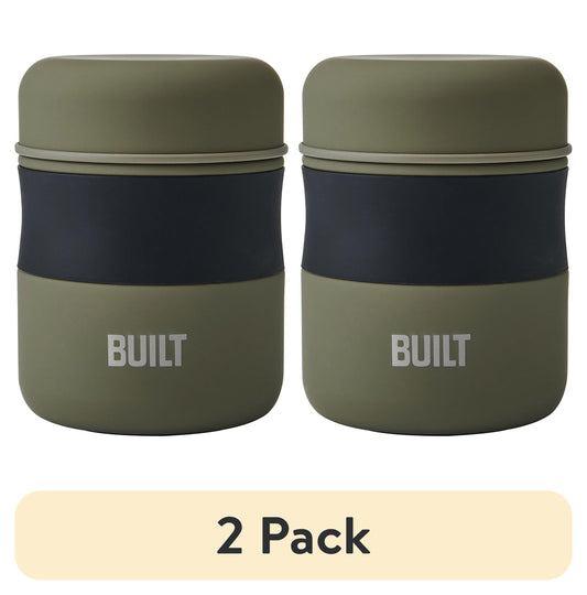 (2 pack) BUILT Frasco de Comida de 10 oz con Doble Pared y Aislamiento Al VacÃ­o, Verde Salvia