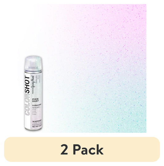 (2 pack) COLORSHOT Iridescent Spray Paint, Pixie Dust (Multicolored), 8 oz, Fast-Drying Acrylic Paint, Indoor & Outdoor Use