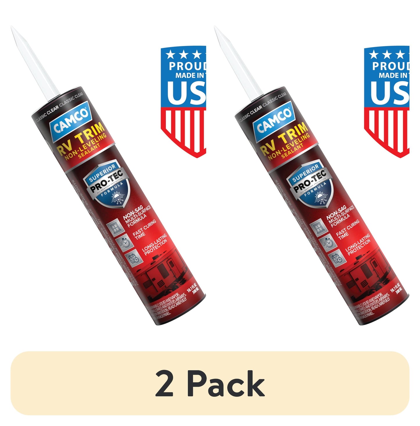 (2 pack) Camco Non-Sag RV Sealant with Pro-Tec Weather Guard - 10.1 fl. oz