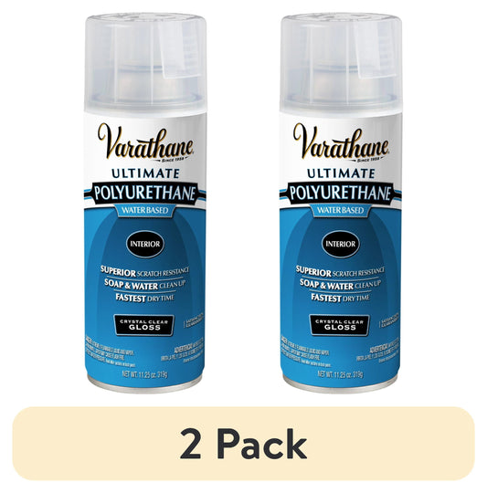 (2 pack) Clear, Varathane Ultimate Polyurethane Water-Based Gloss Spray-200081, 11.25 oz