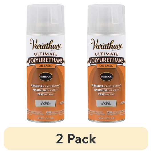 (2 pack) Clear, Varathane Ultimate Polyurethane Oil-Based Satin Spray-9181, 11.25 oz