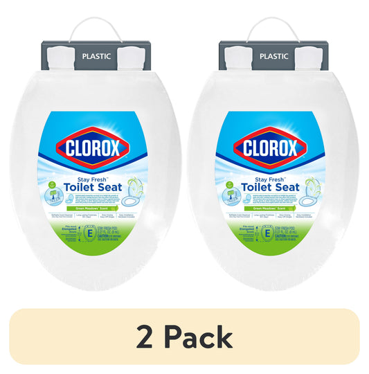 (2 pack) Clorox Antimicrobial Elongated Stay Fresh Scented Plastic Toilet Seat with Easy-off Hinges