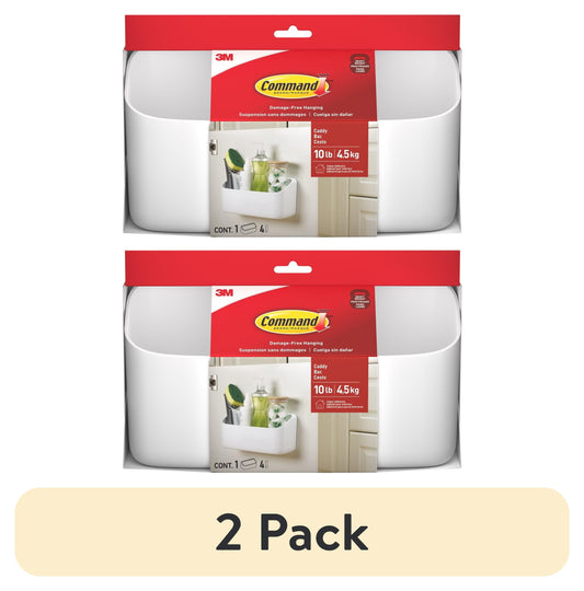 (2 pack) Command Heavyweight Large Caddy, Hangs up to 10lbs, White, Home Organizer, 1 Caddy