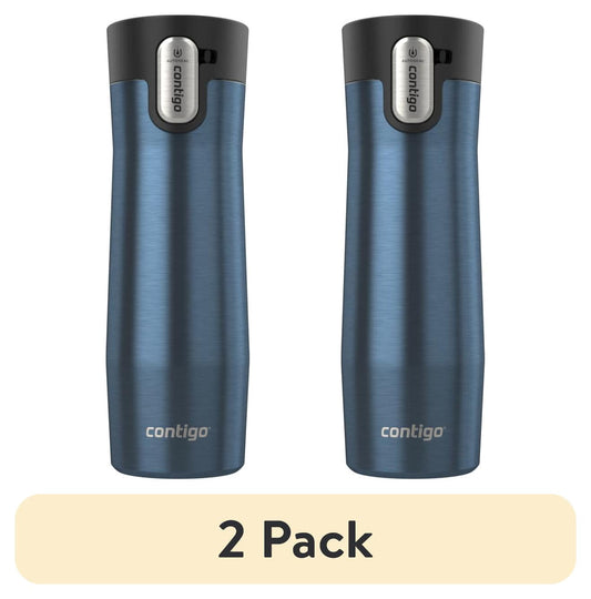 (2 pack) Contigo AUTOSEAL West Loop Vacuum-Insulated Stainless Steel Travel Mug with Easy-Clean Lid, 20 oz