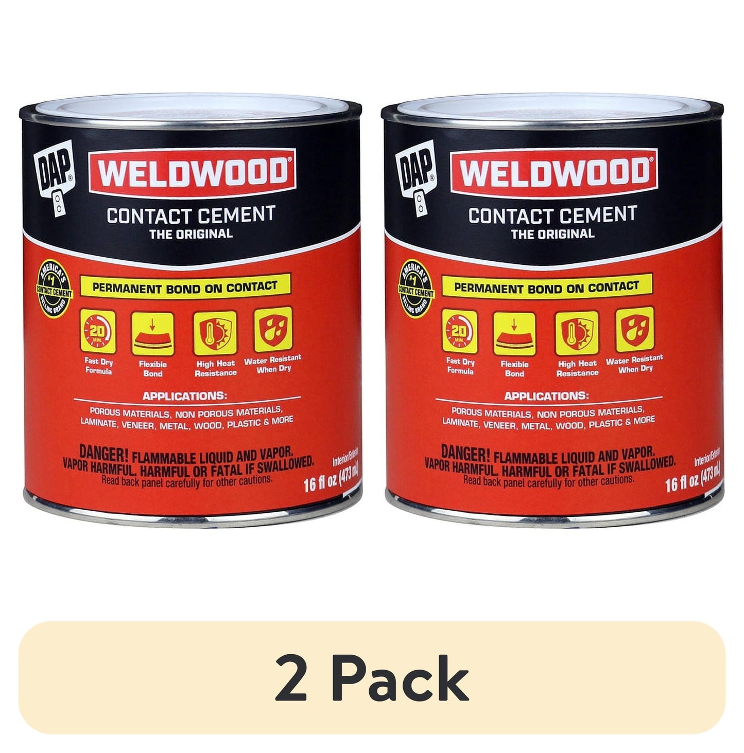 (2 pack) DAP Weldwood 16 oz Tan Original Contact Cement