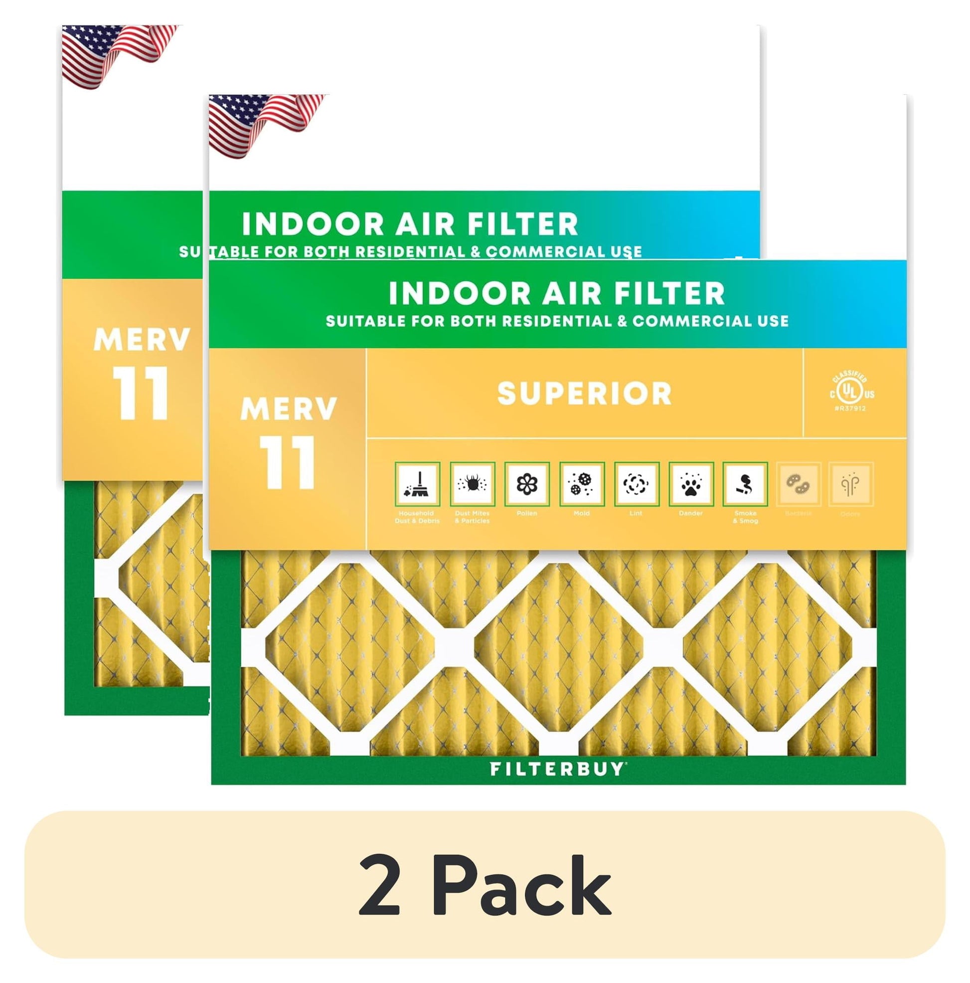 (2 pack) Filterbuy 24x24x1 MERV 11 Defensa contra AlÃ©rgenos, Filtros de Aire Plisados para HVAC/AC/horno (1-Pack)