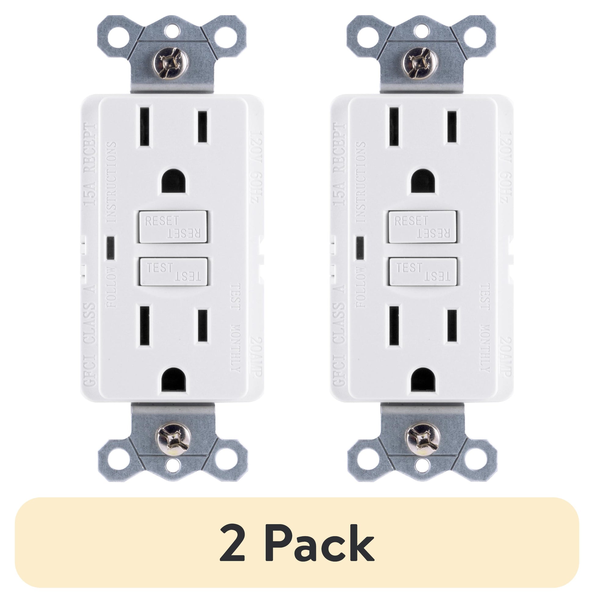 (2 pack) GE 15A GFCI Outlet, White â€“ 32073