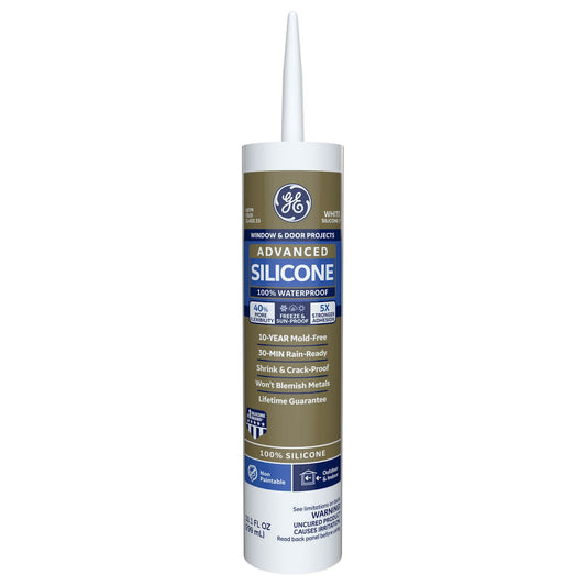 (2 pack) GE Advanced Silicone Window & Door Sealant, Pack of 1, Clear 10.1 fl oz Cartridge
