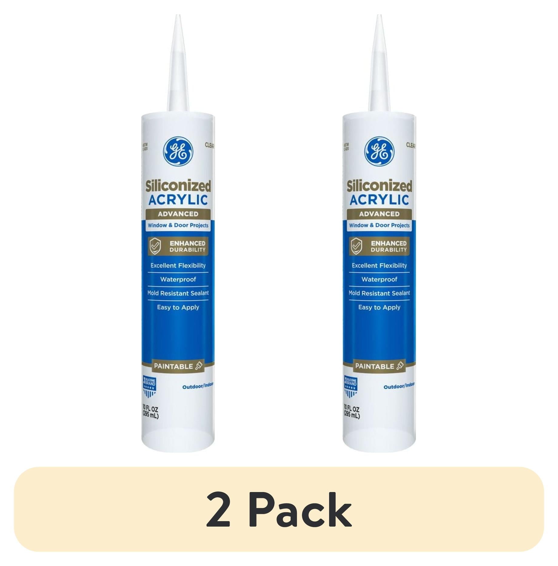 (2 pack) GE Sellador Avanzado AcrÃ­lico Siliconizado para Ventanas y Puertas, Paquete de 1, Transparente Cartucho de 10 fl oz