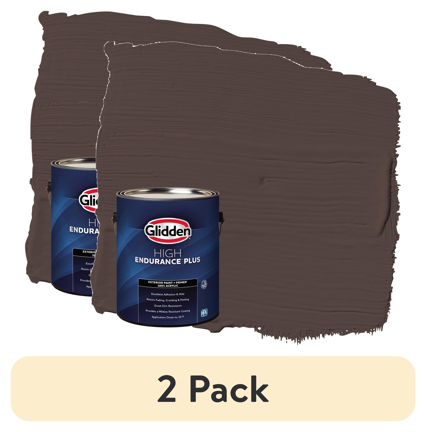 (2 pack) Glidden HEP Grab-N-Go Stewart House Brown Satin Exterior Paint with Primer, 1 Gallon