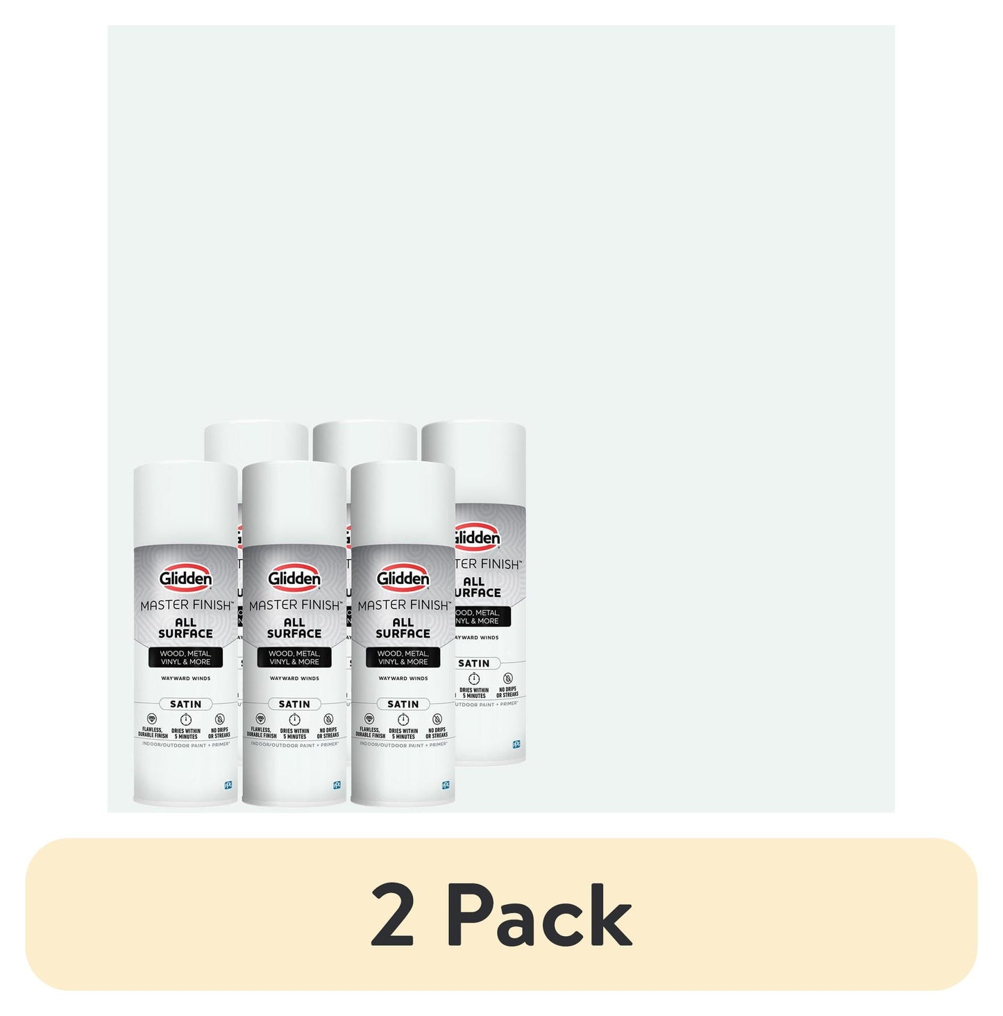 (12 pack) Glidden Master Finish 12 oz. Satin Wayward Winds Interior/Exterior All Surface Spray Paint and Primer, 6 Pack