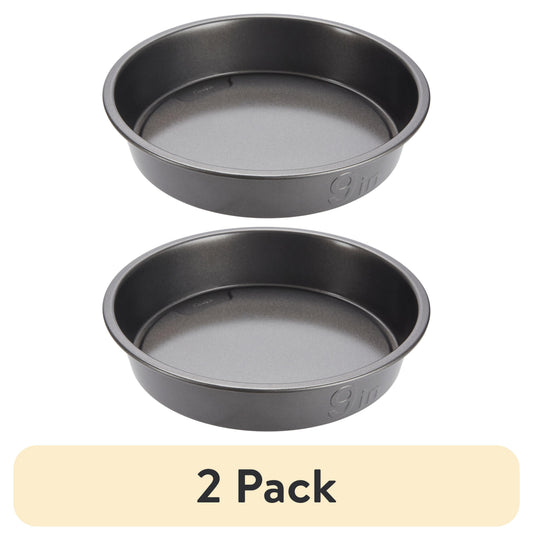 (2 pack) GoodCook PRO Nonstick Steel Round Cake Pan, 9", Gray