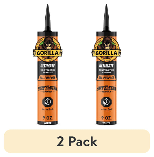 (2 pack) Gorilla Ultimate Construction Adhesive, 9 oz Cartridge. Model is 8008002.