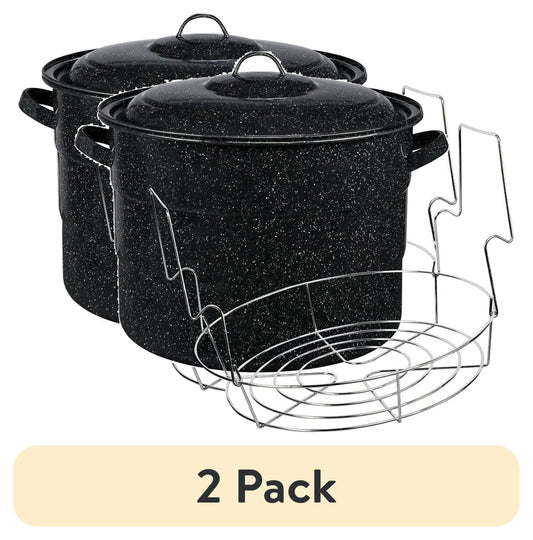 Granite Ware 21.5 Quart Water Bath Canner, Large Enamel Canning Pot with Rack, Canning Supplies for Jam, Salsa and Pickles
