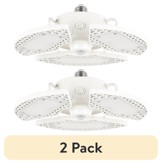 (2 pack) Great Value LED Daylight Garage Light, 80-Watt (8000-Lumen), Motion Sensor Included, E26 Screw-in Base