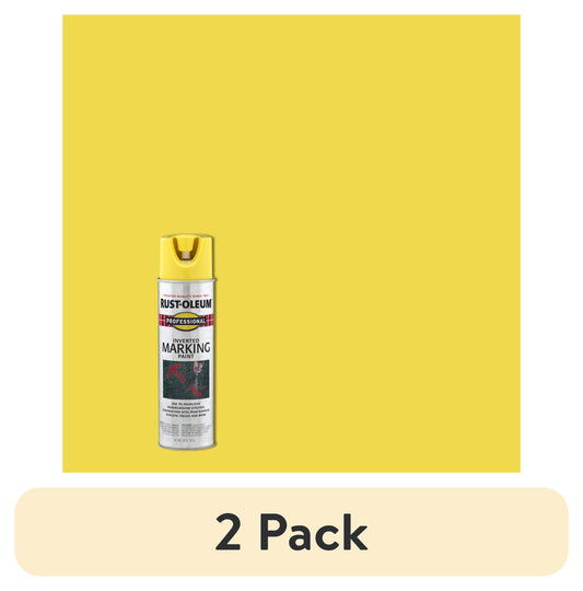 (12 pack) 6 Pack, High Visibility Yellow, Rust-Oleum Professional Inverted Marking Paint Spray-2544838, 15 oz