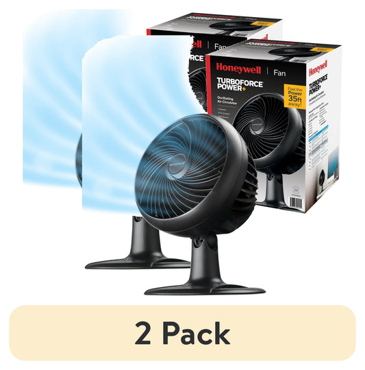 Honeywell 10" Black Turbo Force Power Oscillating Table Fan, 35ft Air Circulation Power, 3 Speed, 45Â° Pivot, HPF860BWM