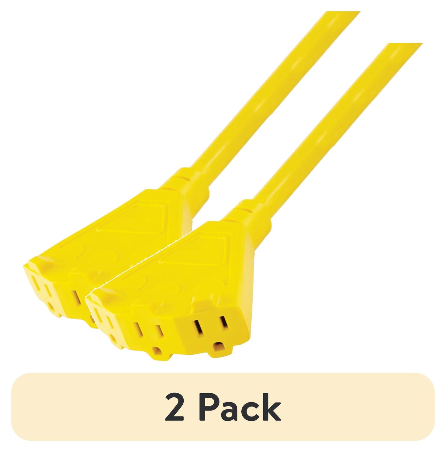(2 pack) Hyper Tough 2 Foot Heavy Duty Adapter Extension Cord,15 Amps,  Yellow
