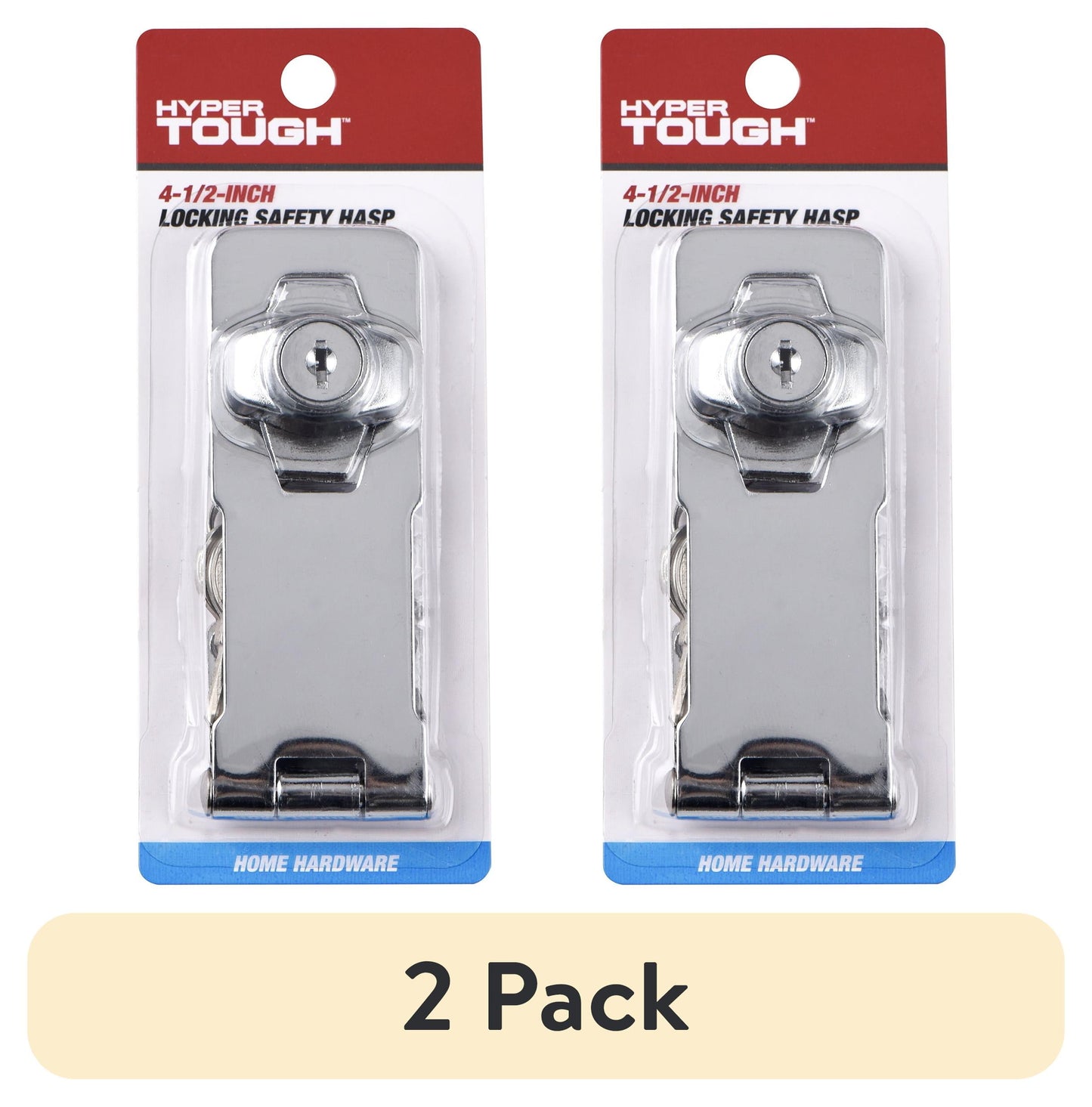 (2 pack) Hyper Tough 4.5 inch. New Steel Locking Safety Hasp, Chrome Plated