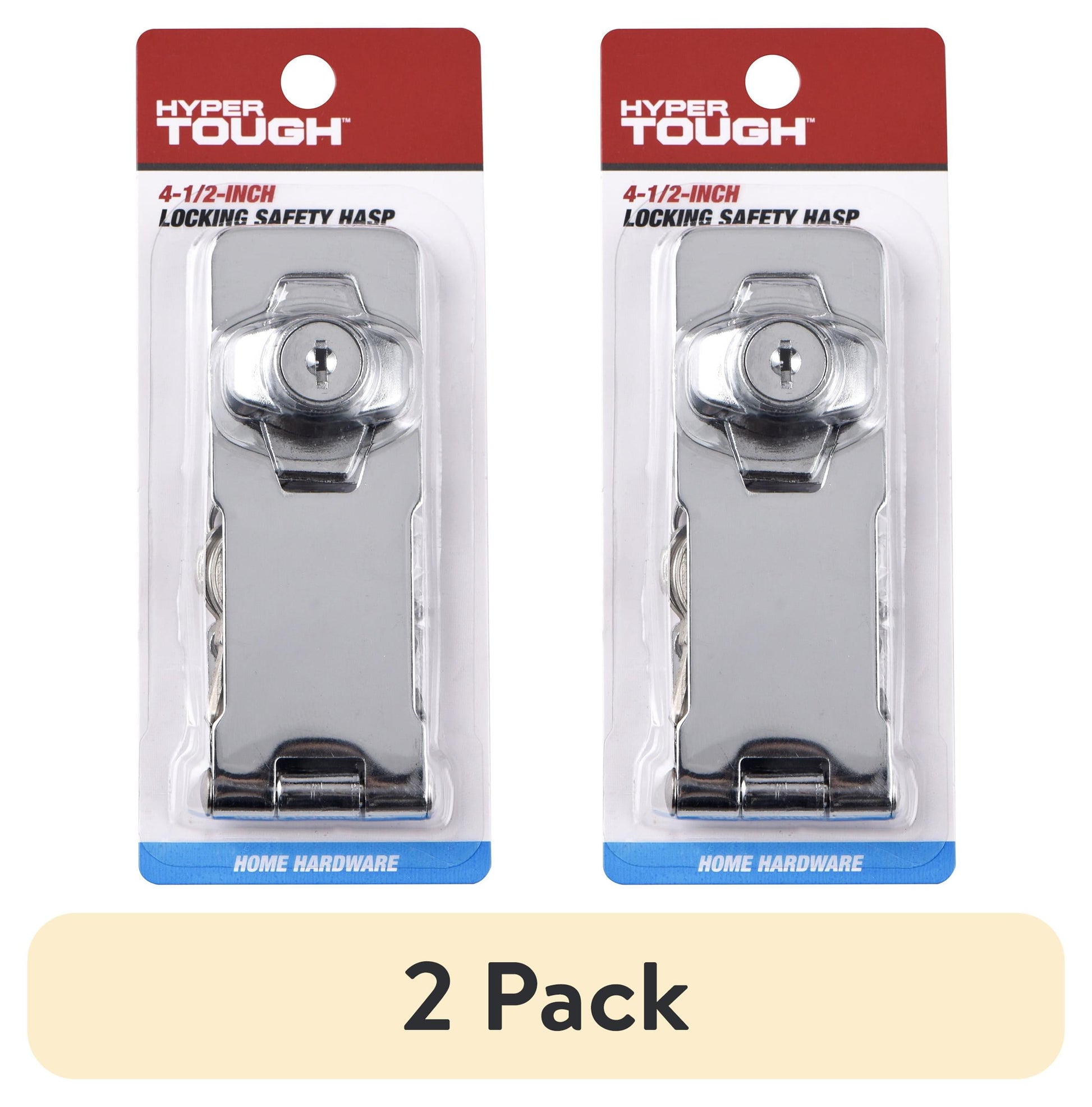 (2 pack) Hyper Tough 4.5 inch. New Steel Locking Safety Hasp, Chrome Plated