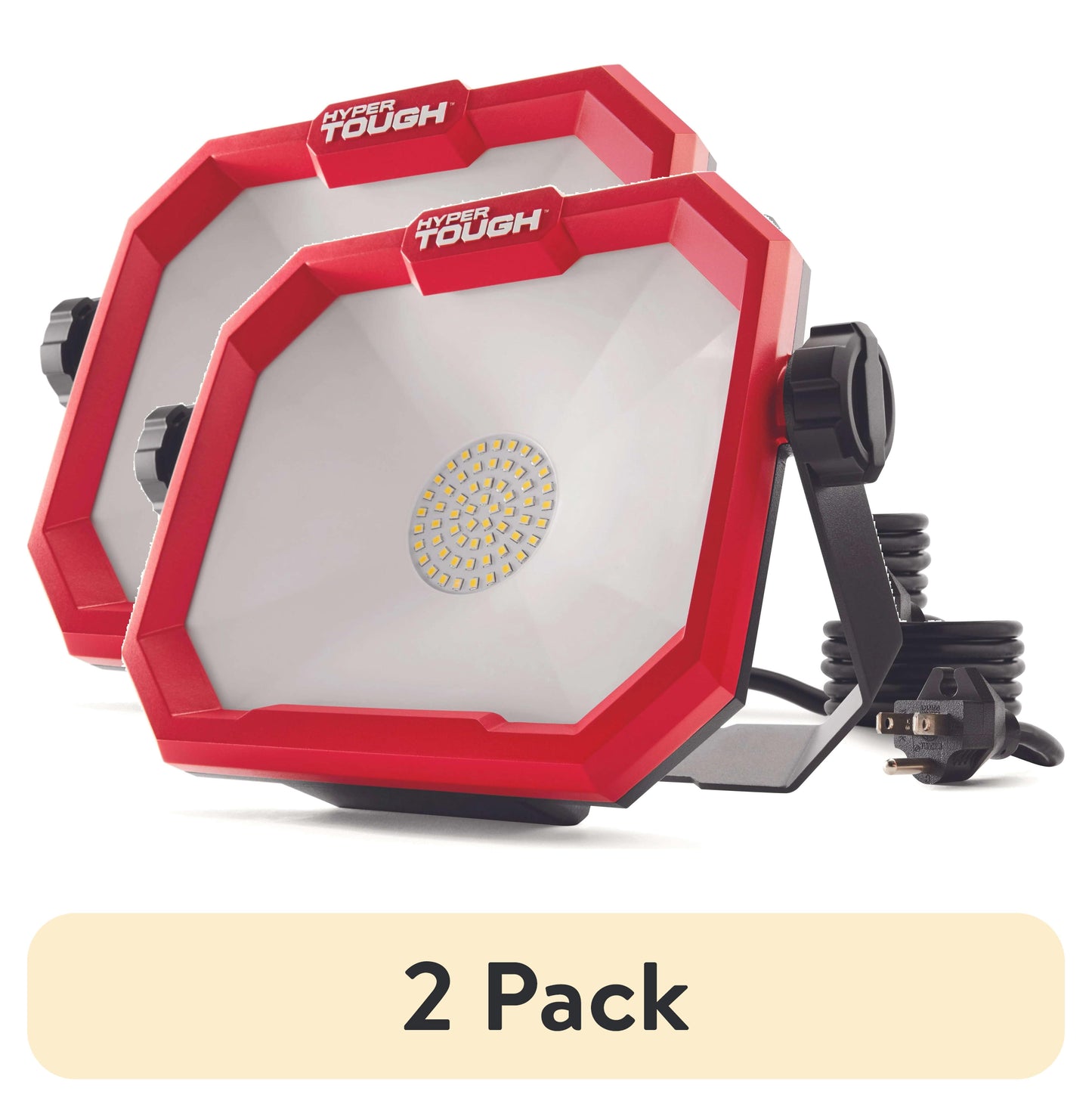 (2 pack) Hyper Tough LED Portable Work Light, 5000 Lumens, 360 Degree Swivel Head, Fold-Flat Design, 1 Pack