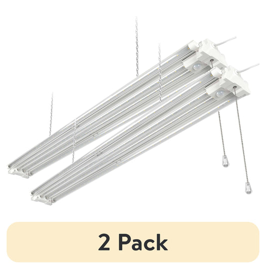 (2 pack) Hyper Tough 7000 Lumen 4 ft LED Garage Shop Light, 4-Tube Linkable Fixture with Motion Sensor and Adjustable Panels