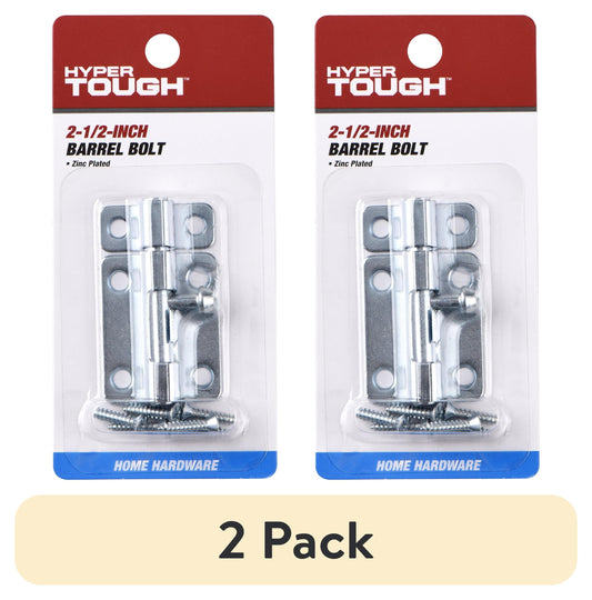 (2 pack) Hyper Tough 2-1/2 in. Barrel Bolt, Zinc Plated