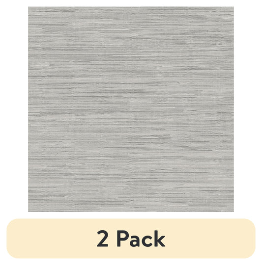 (2 pack) InHome Grey Harlow Weave Vinyl Peel And Stick Wallpaper, 216-in by 20.8-in, 31.2 Sq. Ft.