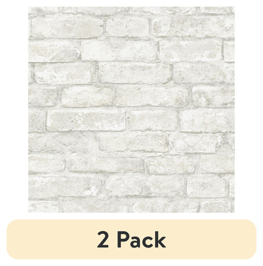 (2 pack) InHome White Portsmouth Brick Vinyl Peel and Stick Wallpaper, 20.8 in x 18 ft, 31.2 Sq. ft.