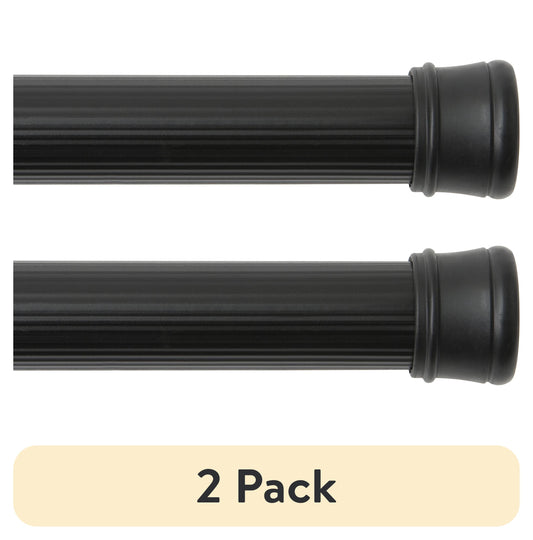 (2 pack) Kenney Twist & Fit No Tools Rust-Resistant Coated Steel Adjustable Spring Tension Utility Rod, 42-72", Black